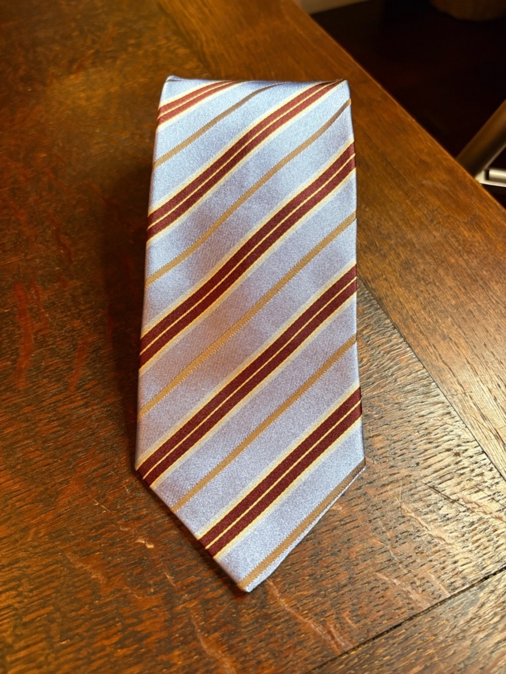 Ermenegildo Zegna 100% Silk Blue and Burgundy Striped Tie